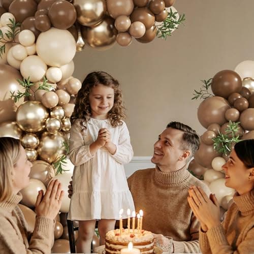 Brown Balloon Arch Kit, 124Pcs Brown Nude Beige Gold Balloons for Bear Baby Shower Coffee Themed Birthday Party Wedding Bridal Shower Engagement Party Decorations - Thumbnail 4