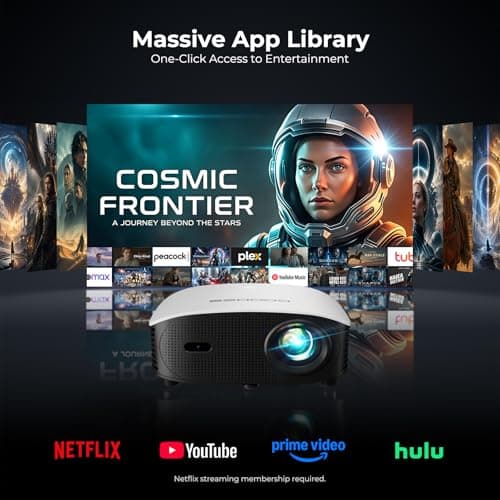 GooDee AI Smart Mini Projector with WiFi and Bluetooth - FHD 4K Support, Compatible with Netflix/YouTube, Auto Focus & Keystone, Dolby Audio Movie Projector for Outdoor Movie Night & Bedroom Theater - Thumbnail 2