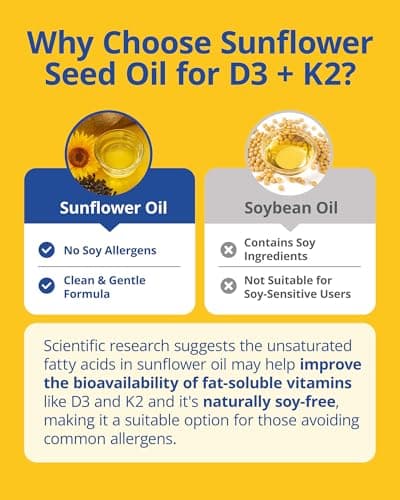 VIVI Youth Vitamin D3 K2 Supplement 5000 IU & MK-7 100mcg with Sunflower Seed Oil, High Absorption Softgels for Bone, Immune & Heart Health, Soy-Free, Non-GMO 120 Servings for Adults & Seniors - Thumbnail 5