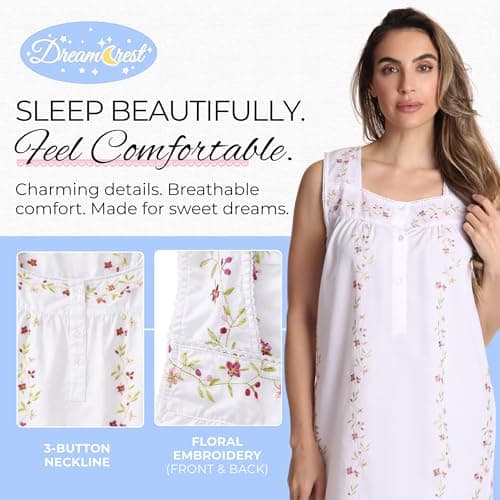 Dreamcrest Sleeveless Seersucker Gowns RL-6510-WHT-1X White - Thumbnail 4