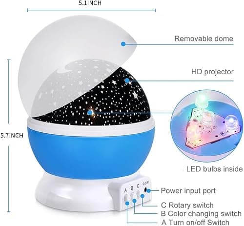 Toys for 1-10 Year Old Girls,Star Projector for Kids 2-9 Year Old Girl Gifts Toys for 3-8 Year Old Gifts for 4-7 Year Old Boys Birthday Gifts Stocking Stuffers for Kids (A Pink) (Blue) - Thumbnail 3
