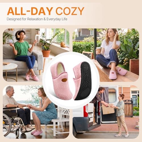 ATHMILE Mens Womens House Slippers Soft Slip-on Slipper Socks Non-Slip Indoor Outdoor House Shoes for Home Bedroom Travel Gifts for Women Men - Thumbnail 6