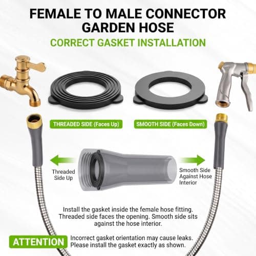 Metal Garden Hose 10FT Stainless Steel Water Hose with Metal Connector Flexible Heavy Duty Garden Hoses, Lightweight, Rust Proof, Durable Puncture Proof Water Pipe for Yard, Lawn, Outdoor, RV - Thumbnail 2