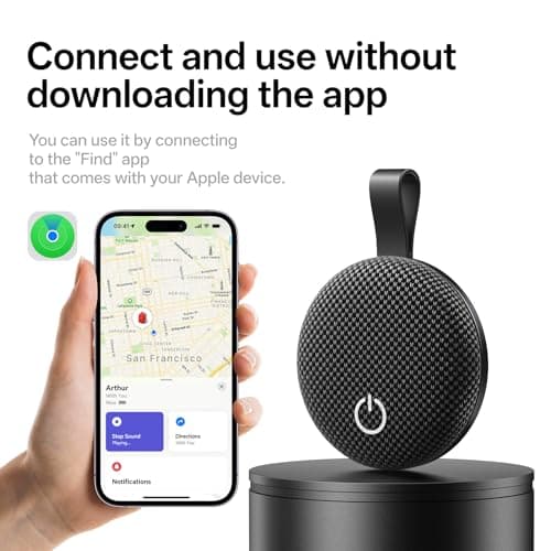 Air Tracker Tags-2 Pack, Bluetooth Tracker Works with Apple Find My (iOS Only), Smart Tag with Keychain, Item Finder for Luggage/Key/Suitcase/Pets/Wallet, Replaceable Battery (Dark Gray) - Thumbnail 3