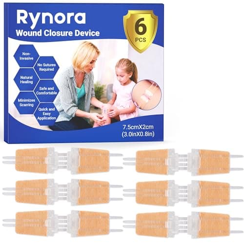RYNORA 6 Pack Wound Closure Strips Butterfly Bandages(0.8"x 3"),Repair Wounds Without Stitches, Quick Clot Zip Stitch Wound Closures Device for First Aid Kits, Outdoor Activities, and Home Use - Image 1
