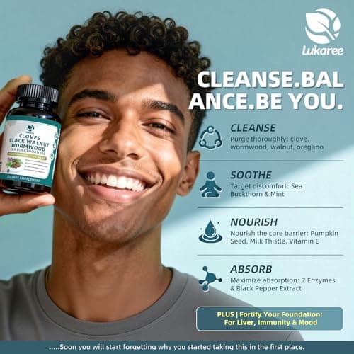 Lukaree Wormwood Black Walnut Clove Cleanse for Humans Softgels - Thumbnail 5