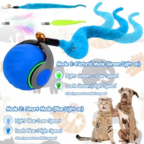 2PCS Interactive Cat Ball Toy, Self Rolling Ball with Cover Anti-Scratch for Bored Indoor Cat Chasing, Obstacle Avoidance Smart Cat Toys for Enrichment, Motion Activated Toys to Keep Them Busy - Thumbnail 4