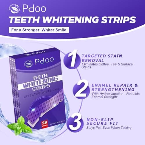 Purple Teeth Whitening Strips 28 Count - 14 Days Treatment Whitener Strips with Non Slip & Enamel Safe & Non Sensitive, Teeth Whitening Kit for Coffee, Wine Stains Removal Fastly (28 Strips - Purple) - Thumbnail 3