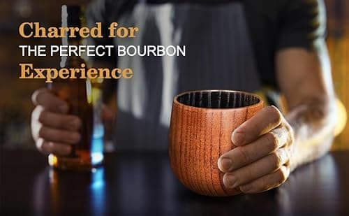 Charred Wooden Bourbon Drinking Glass, Bourbon Gifts for Men – 10oz Wooden Old Fashioned Glasses Set Whiskey Tumbler | Birthday Whiskey Gifts for Men, Dad or Brother Original Bourbon Tumbler (2 Pack) - Thumbnail 6