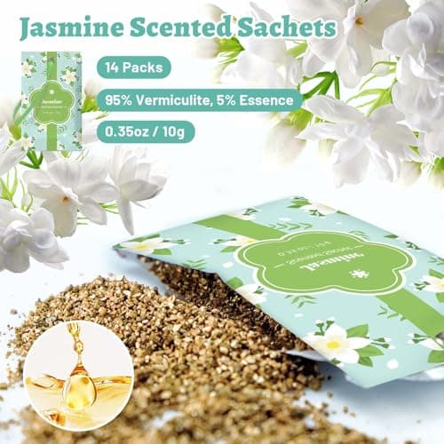 STRN Scented Sachets for Drawer and Closet, Jasmine Scented Long-Lasting Sachets, 14 Packs for Home Fragrance, Small Space Air Freshener for Wardrobes - Thumbnail 2