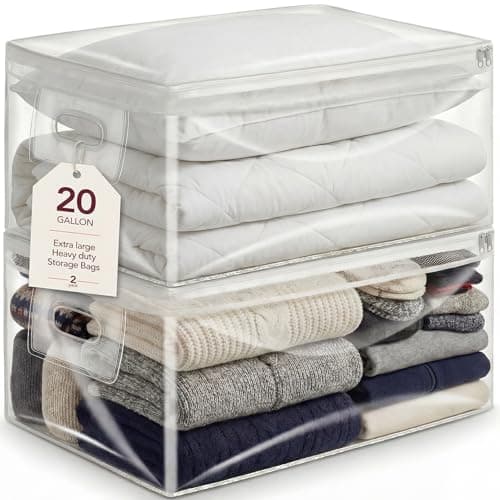 Marknox 20 Gallon Clear Storage Bags with Zipper, 2 Pack Extra Large (15.75 x 26 x 11.9 in) Transparent Plastic Bags for Clothes, Blankets, Quilts & Holiday Storage, Durable Reusable Organizer - Image 1