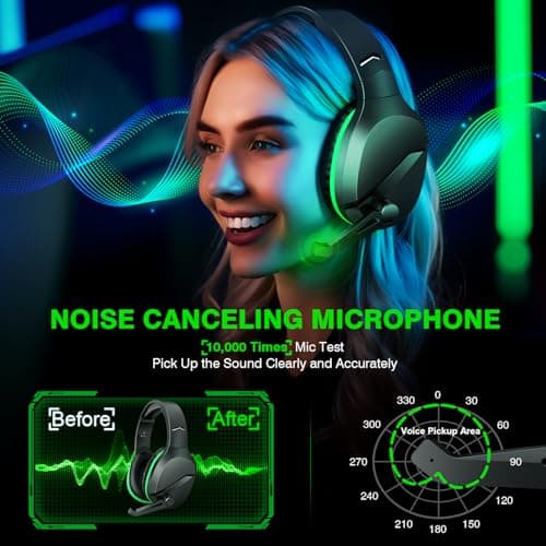 WolfLawS Wireless Gaming Headset for Xbox Series X|S, Xbox One, PS5, PC, Mac, Switch – Bluetooth Headphones with Noise Cancelling Mic, 60H Playtime, Low Latency, Lightweight for Gamers - Thumbnail 4