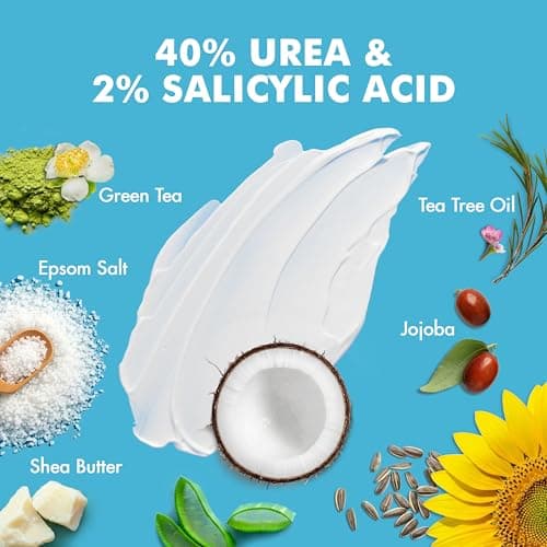 Ebanel Urea Cream 40% plus Salicylic Acid 2%, Foot Cream for Dry Cracked Heels Feet Knees Elbows Hands, Foot Dead Skin Cuticle Callus Remover Toenail Softener, Keratolytic Skin Barrier Repair - Thumbnail 2