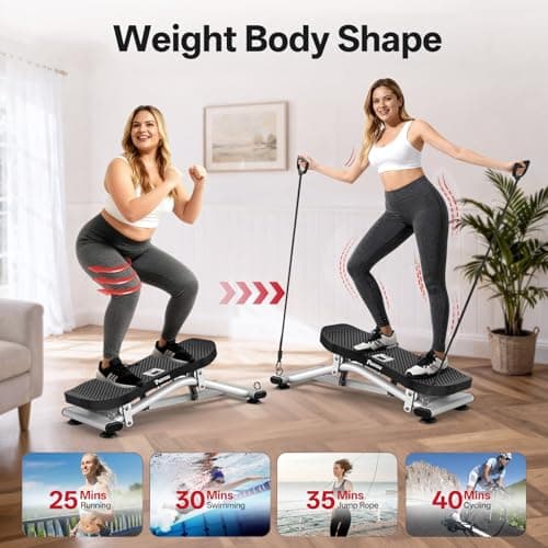 PASYOU Balance Board for Adults, Rock Stepper for Exercise at Home, Simulate Ski Machine with Resistance Band & LCD Display, 330lbs Weight Capacity, Ski Balance Trainer for Full Body - Thumbnail 4