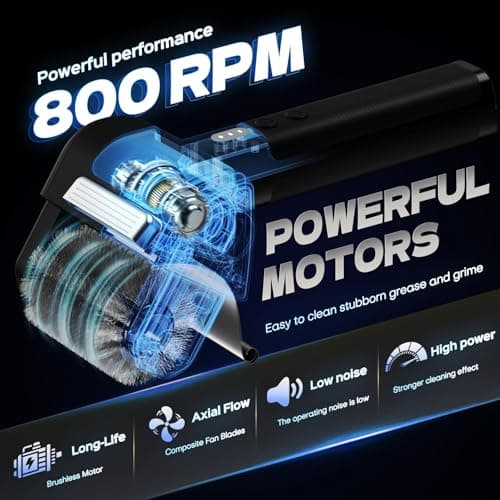 Electric Grill Brush, Grill Cleaner with LED Light, with 800 RPM Motor, Heavy Duty Grill Cleaning Tool, Personalized Grill Gift s for Dad - Thumbnail 3