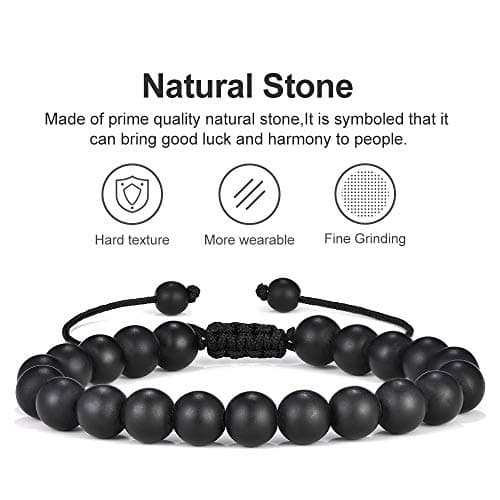 M MOOHAM Unique Gifts for Men Bracelets - Lava Rock Stone Tiger Eye Adjustable Bracelet for Men Who Want Nothing Beaded Bracelets Gifts - Thumbnail 4