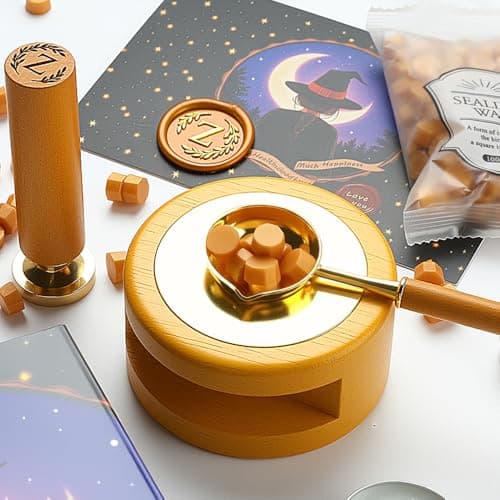 YOLAKIS Botanical Alphabet S Wax Seal Stamp Kit with Initial Wood Handle Vintage Floral Leaves Brass Wax Stamp Head Ideal for Wedding Invites Gift Wrapping Envelopes & Christmas Cards Decor-S Kit - Thumbnail 3