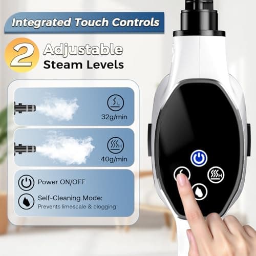 Handheld Steam Cleaner, Portable Steamer for Cleaning with 18PCS Accessories, 12s Fast Heating, Pressurized Steam Cleaner for Home, Kitchen, Bathroom, Car Detailing, Window, and Clothes, White - Thumbnail 4