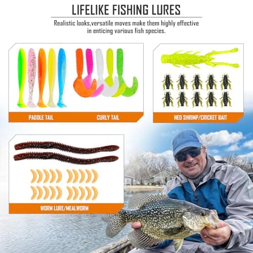 THKFISH 130PCS Compact Fishing Tackle Kit, All-in-One Fishing Gear Lure Bait Accessories Kit for Freshwater Bass Trout, Perfect Father Day Gifts for Men Dad Anglers - Thumbnail 5