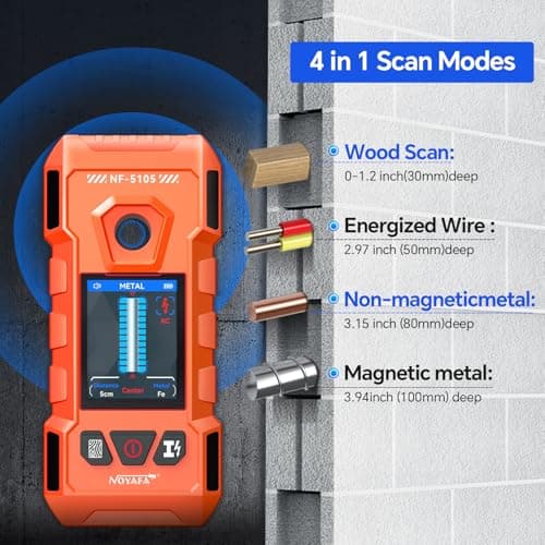 NOYAFA Rechargeable Stud Finder Wall Scanner, 6 in 1 Electronic Wall Detector - Thumbnail 3