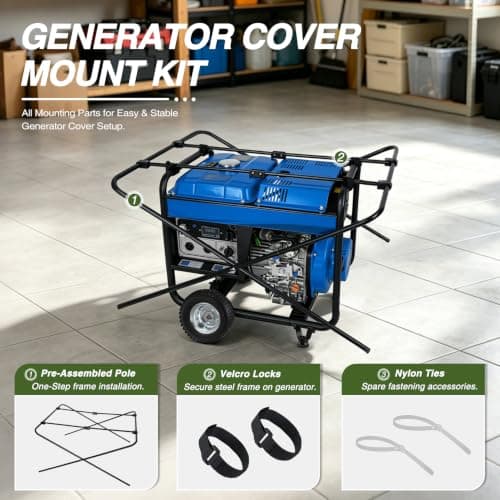 Porch Shield Generator Covers Running - Heavy Duty Waterproof Generator Rain Enclosure Tent Tarpaulin Shelter for 3500 -12000 Watt, Black（Top Opening） - Thumbnail 6