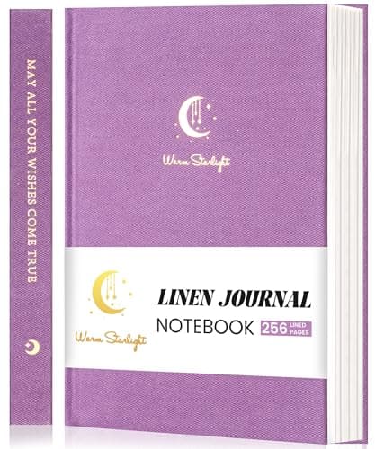 CAGIE Lined Journal Notebook for Women Girls, A5 Hardcover Linen Journals For Writing 256 Pages, Aesthetic Womens Diary, Gifts 8.3'' x 5.7'' Purple