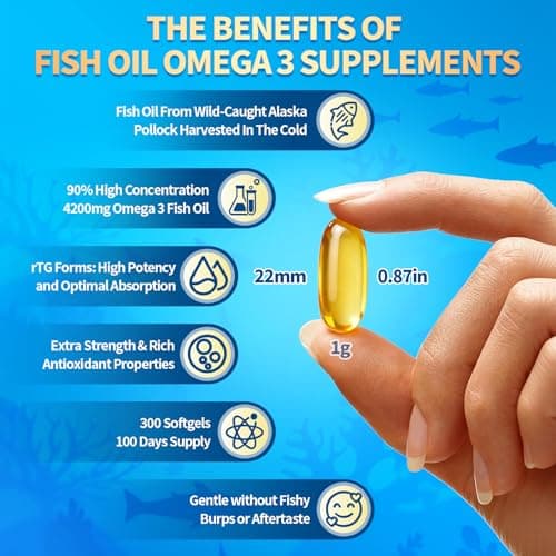 VivoNu Triple Strength Omega 3 Fish Oil - 4200mg, 300 Softgels | Enteric-Coated for No Fishy Aftertaste | Wild-Caught | Third-Party Tested - Thumbnail 4