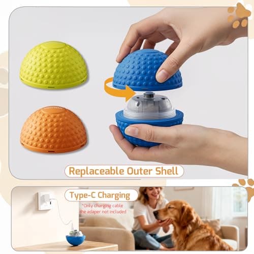 SNOYWEN Smart Interactive Dog Balls, Durable Food-Grade Rubber Material, Automatic Moving, Bouncing, Rotating Toy with Light for Medium, Large Dogs, IPX7 Waterproof (Blue) - Thumbnail 6