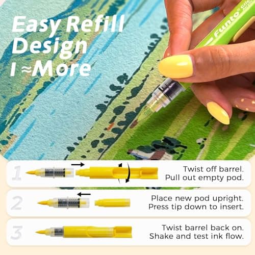 Funto ClickLink Refillable Acrylic Paint Markers, Brush Tip Acrylic Paint Pens with Visible Ink Refills, Custom Dual-Color Snap Design, Quick-Dry Paint Markers for Rock, Wood, Glass, Canvas - Thumbnail 5
