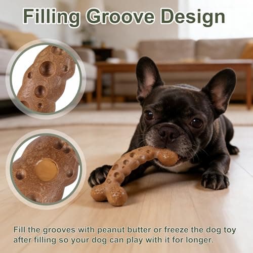JoviQ Dog Bone Toy for Aggressive Chewers Tough Dog Chew Toys for Samll Breed to Keep Them Busy (Small-Under 20LBS, Milk) - Thumbnail 5