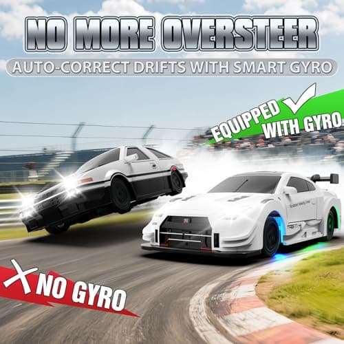 Desdoni RC Drift Car, 1/43 Mini RC Drift Car with Gyro, 2.4GHz Full Proportional Control, 20M/H 4WD High Speed Remote Control Alloy, LED Lights & Drift Tires, Toys Gift for Adults, Boys and Girls - Thumbnail 3