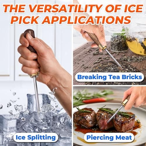 3Pcs Ice Pick Stainless Steel Home Bar Tools - Portable Kitchen Equipment Icepick for Ice Bartender Tools Break The Ice Metal Pick Set - Ice Picks for Breaking Ice Tool Countertop Bar Camping Tools - Thumbnail 5
