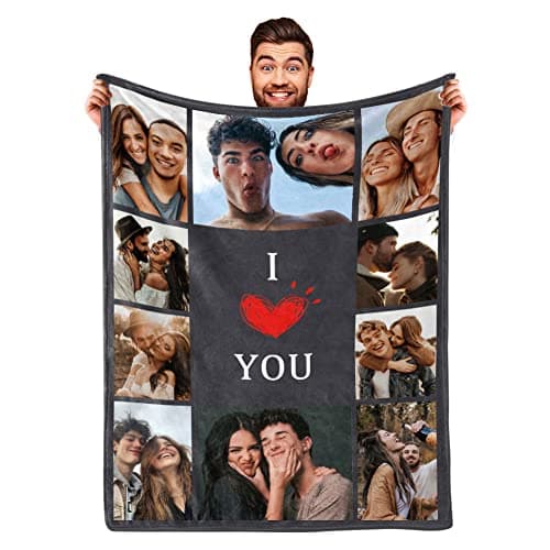 DayOfShe Custom Blanket with Photo I Love You Girlfriend Boyfriend Gifts,Personalized Blankets for Mom,Dad,Couple,Husband & Wife Birthday Gifts for Women Men - Image 1