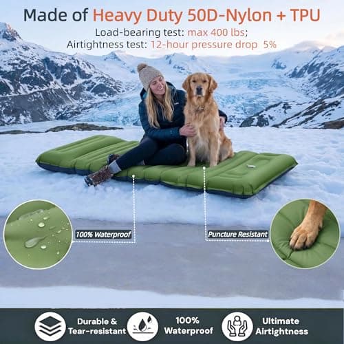 VALEHOWL 4" Thick Camping Sleeping Pad, R4.0 Compact Air Mattress for Tent - Thumbnail 4