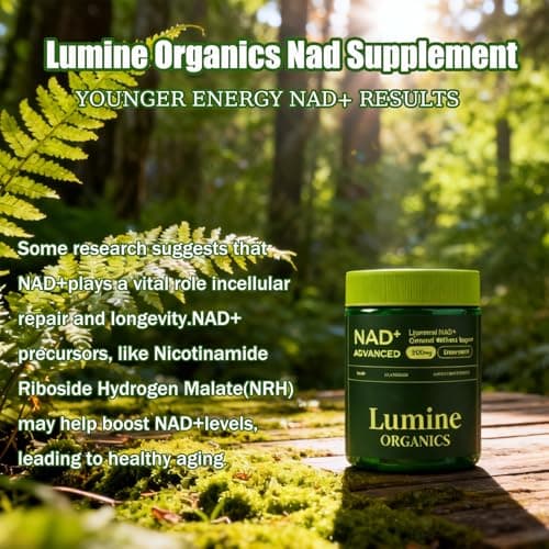 1PCSLumine Organics NAD+ Supplement for Energy Metabolism Support, Liposomal Capsules Containing Resveratrol,Nicotinamide Ribosidean & Quercetin,Alternative to NMN Supplement,Gluten-Free,Vegan (1PCS) - Thumbnail 2