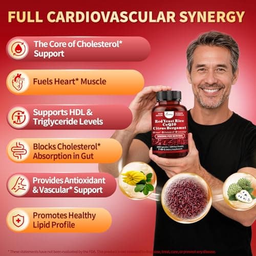 VivoNu Red Yeast Rice with CoQ10, Citrus Bergamot Supplements* | 3000mg Red Yeast Rice, Citrus Bergamot, CoQ10, 240 Capsules - Thumbnail 3