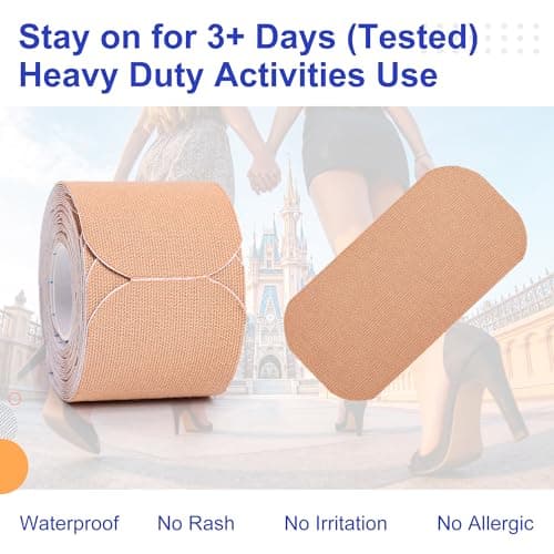 Blister Prevention Tapes for Ball of Foot | Pre-Cut & Ultra Large Bandages for Feet Hot Spots | Waterproof & Strong Stick Patches for Foot | Self-Stick Blister Cushions, 50 PICS, Beige - Thumbnail 2