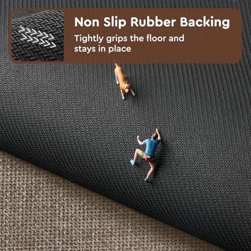 tchdio Kitchen Mats for Floor Set of 2 PCS, Rubber Backed Kitchen Rugs Non Slip Washable, Superior Absorbent Kitchen Mat Easy to Clean, Comfort Kitchen Floor Mat Front of Sink Tan 17"x29"+17"x47" - Thumbnail 3