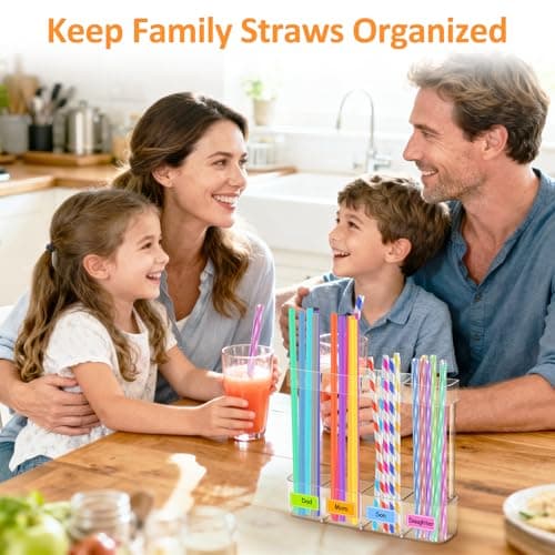 Acrylic Straw Holder for Cabinet Door - Reusable Tumbler Straw Organizer with Ultra Sticky Adhesive, Space-Saving Straws Storage Organizer for Kitchen Cupboard Door, Small Straws Container, 2 Pack - Thumbnail 5