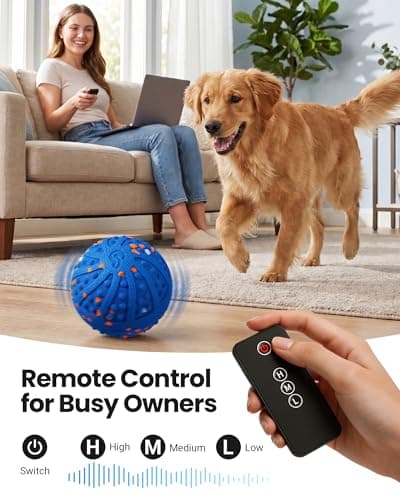 Interactive Dog Toys, Automatic Rolling Ball Toy with Teeth-friendly Bumps, Remote Control, 3 Motion Modes, Rechargeable Dog Ball with ETPU Material, IP67 Waterproof for Medium and Large Dogs - Thumbnail 3