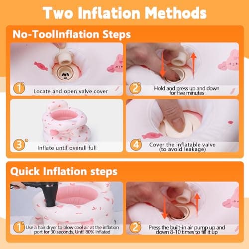 Inflatable Baby Seat for Babies 3 Months & Up, Inflatable Baby Support Seat for Sitting Up, Toddler Baby Floor Chair with Built in Air Pump, Upgrade Water Injection Function, More Stable (Color#03) - Thumbnail 5