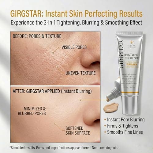 Girgstar Instant Face Blurring & Firming Primer for Face Before Makeup - Perfection Tightener Visibly Smooths the Look of Fine Lines, Wrinkles & Pores - Grips Makeup for Long Wear & Shine Control - Thumbnail 3