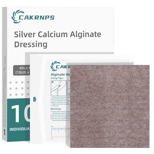 Silver Calcium Alginate Wound Dressing 4"x4" - Sterile Highly Absorbent Pads with Silver, Non-Stick Alginate Gauze for Wounds Care, Painless Removal, 10 Pack Individually Wrapped Dressings - Image 1