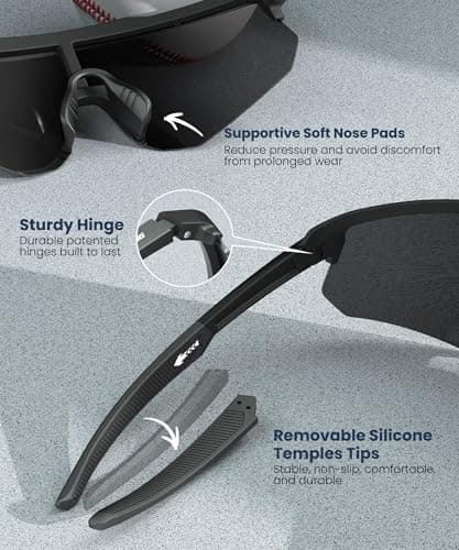 QALLY Polarized Sport Sunglasses Men Women Bike Sunglasses for Men Cycling UV Protection Baseball Running 3 Packs - Thumbnail 5