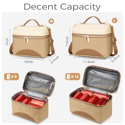 WOOMADA Insulated Lunch Bag For Women - Leakproof Adult Lunch Box With Adjustable Strap, Ideal For Office, Picnic, Hiking, Beach - Stylish Cooler Tote Bag - Thumbnail 2