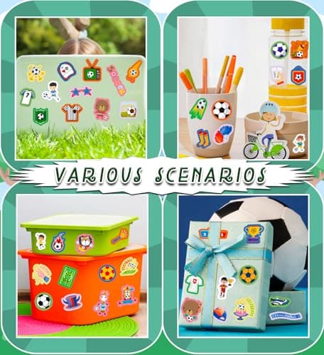 HSHFAMIIY Soccer Stickers - Soccer Party Favors - 40 Sheets with 400 Holiday Stickers Assortment, Football Games Crafts Activities Goodie Bag Stuffers Gifts for Boys Girls Kids Teens - Thumbnail 6