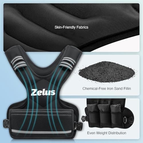 ZELUS Weighted Vest for Men and Women | 4-10lb/11-20lb/20-32lb Vest with 6 Ironsand Weights for Home Workouts | Adjustable Body Weight Vest Exercise Set for Cardio and Strength Training (4-10 lb.) - Thumbnail 5