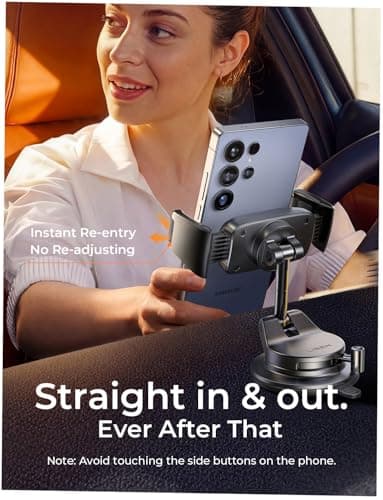 LISEN Suction Phone Mount, [Industry First] Auto-Adjusting Phone Holder Suction, Easy One Touch Suction Cup Phone Mount Cell Phone Mount Dash for iPhone 17 Pro Max 16 15 14 Galaxy S26 25 All Cases - Thumbnail 6