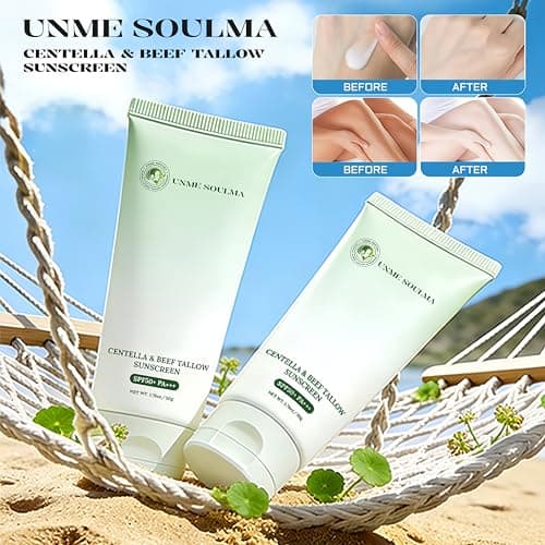 Centella Sunscreen SPF 50 | with Beef Tallow & Zinc Oxide Sun Protection, Skin Care & Moisturizing 3 in 1, Mineral Sunscreen for Face & Body, Non-Comedogenic, Vacation Travel Size (1.76oz / 50g) - Thumbnail 4