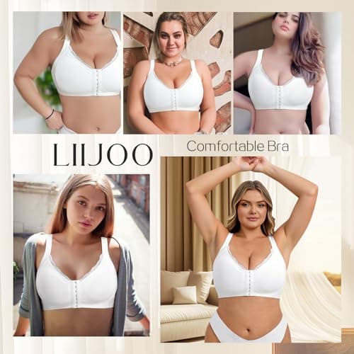 LIIJOO Wireless Push-up Bra for Women, Comfortable Seamless Design with Adjustable Straps, Soft Cup Bra for All-Day Wear（ Ivory, 1XL Plus Size） - Thumbnail 6